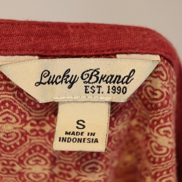 Lucky Brand Orange Fall Boho Layered Look Top Small Lightweight Colorful Print - Picture 8 of 9